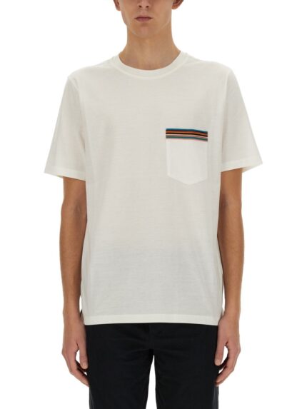 PAUL SMITH STRIPES LOGO POCKET T-SHIRT