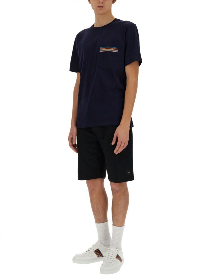 PAUL SMITH STRIPES LOGO POCKET T-SHIRT
