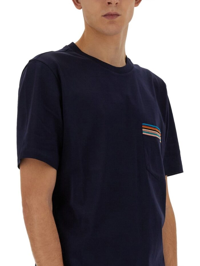 PAUL SMITH STRIPES LOGO POCKET T-SHIRT