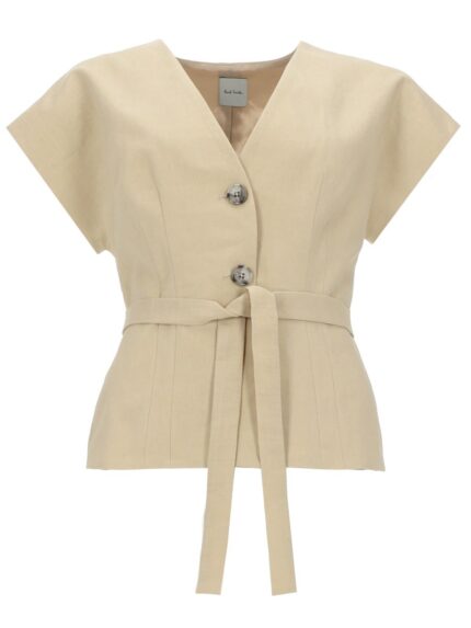 PAUL SMITH TOP IN LINO CON CINTURA