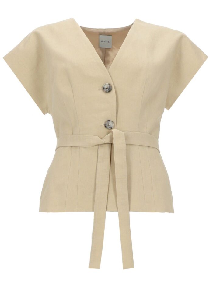 PAUL SMITH TOP IN LINO CON CINTURA