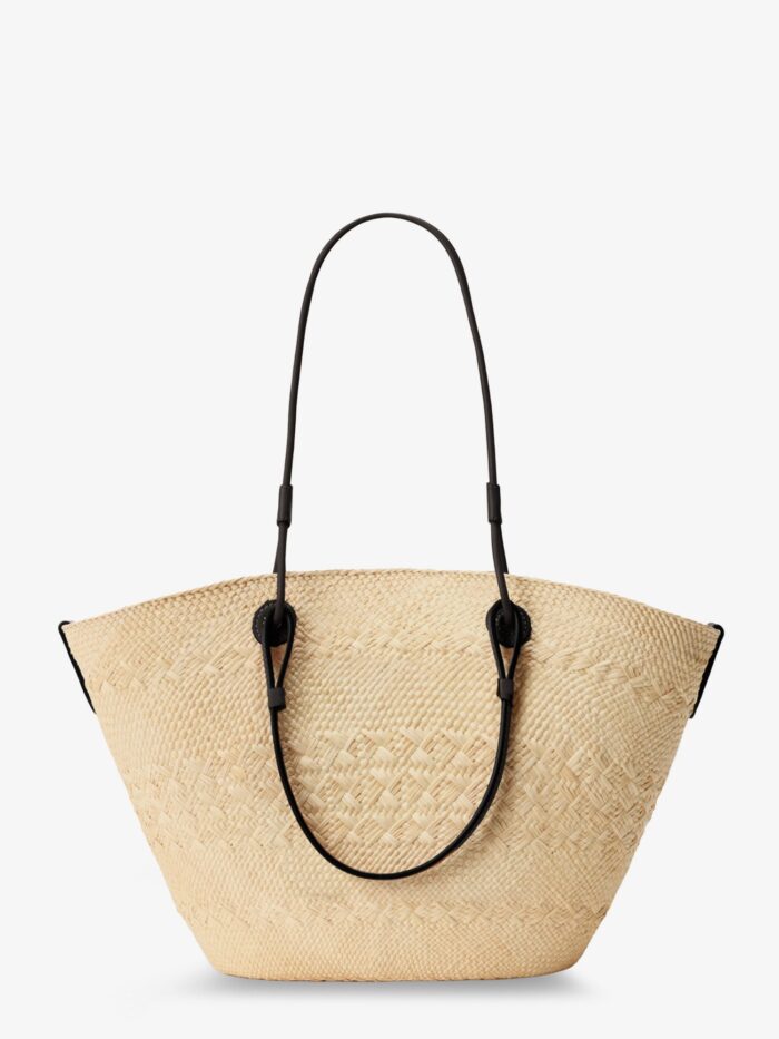 LOEWE Paula's Ibiza Anagram Leather And Iraca Palm Shoulder Bag