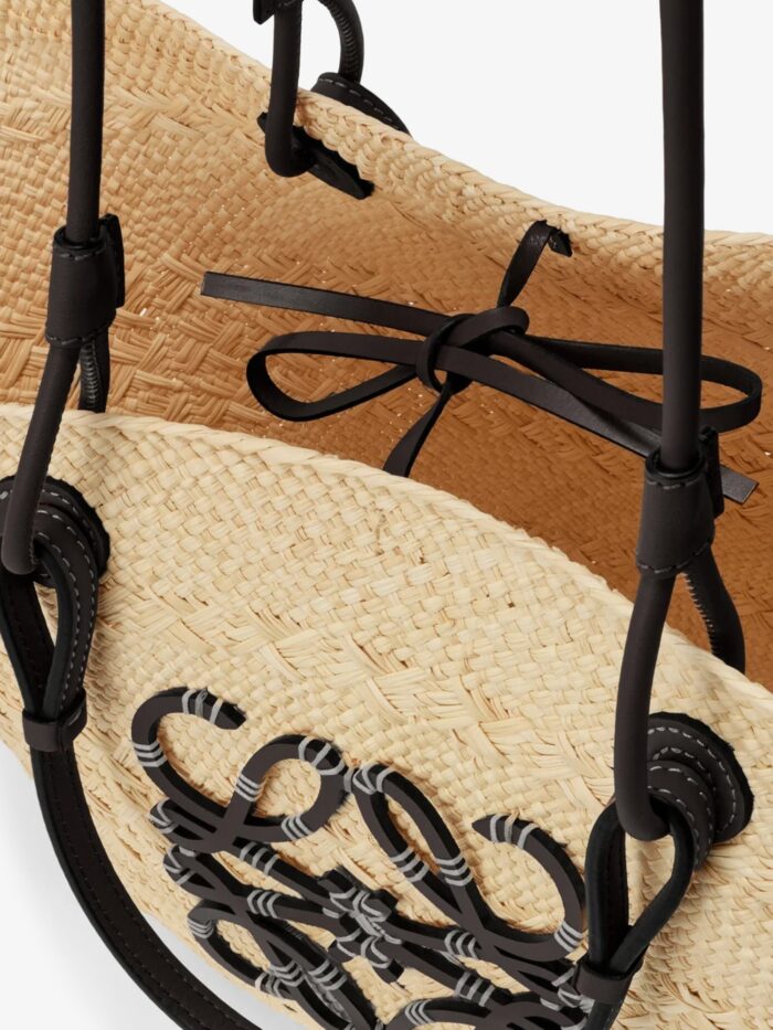 LOEWE Paula's Ibiza Anagram Leather And Iraca Palm Shoulder Bag
