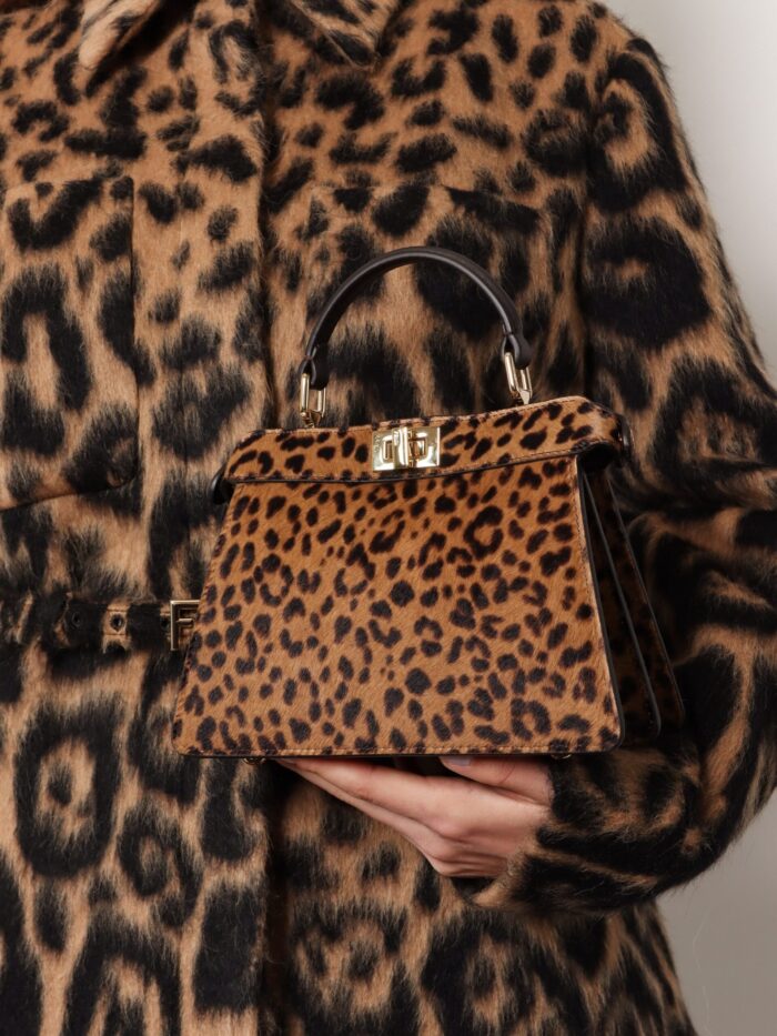 Peekaboo IseeU Petite Leather Shoulder Bag With Fendi Leo Print