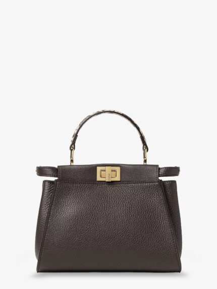 Fendi Peekaboo Mini Hammered Leather Handbag