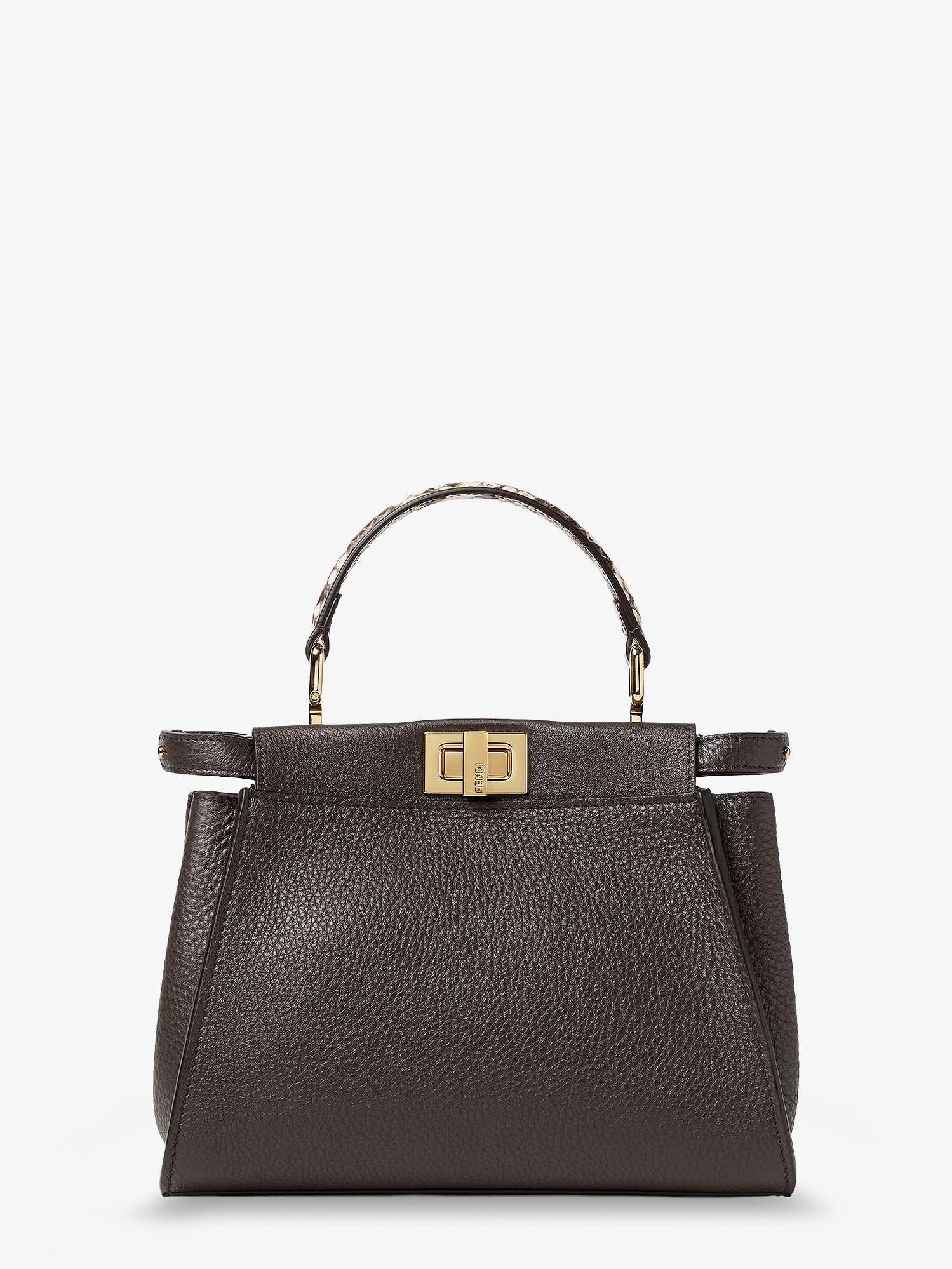 Fendi Peekaboo Mini Hammered Leather Handbag