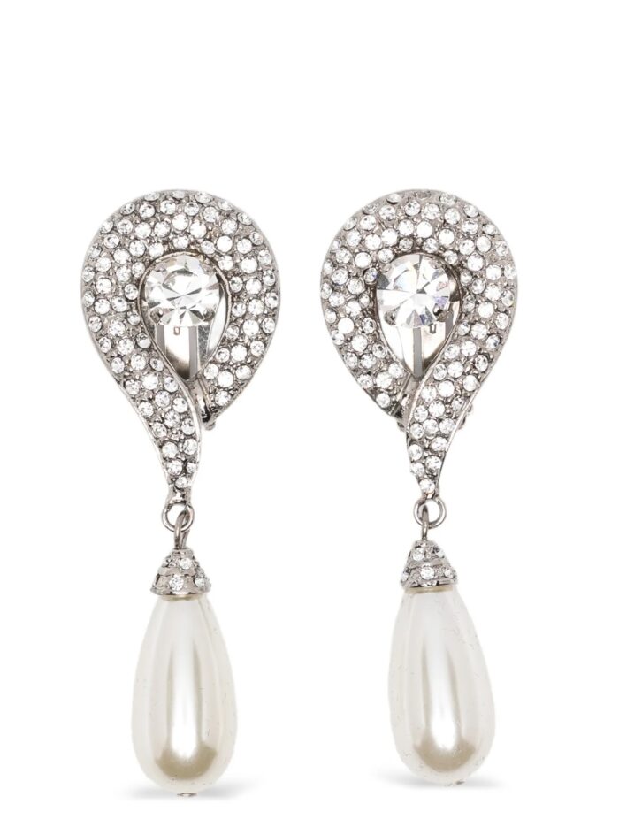 alessandra rich pendant pearl earrings ALESSANDRA RICH Pendant Pearl Earrings