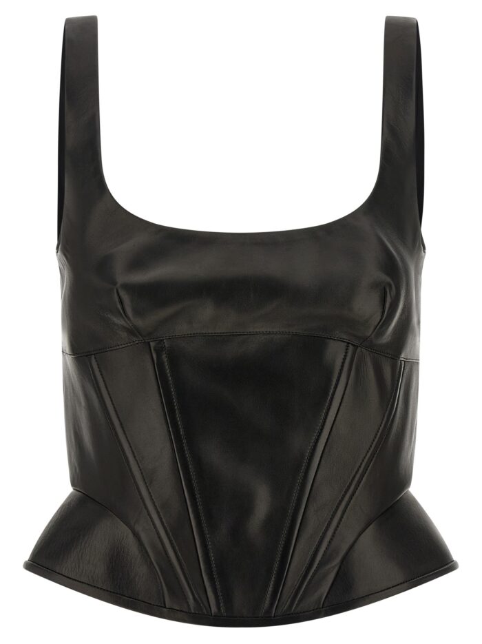 ermanno scervino peplos leather top ERMANNO SCERVINO Peplos Leather Top
