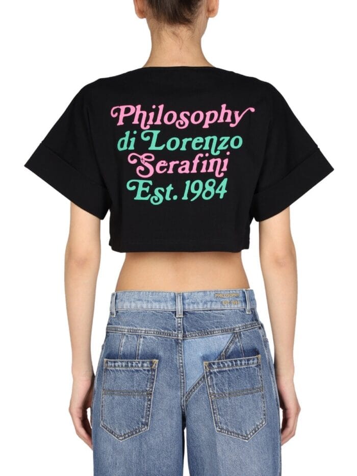 Philosophy Di Lorenzo Serafini CROPPED LOGO PRINT T-SHIRT