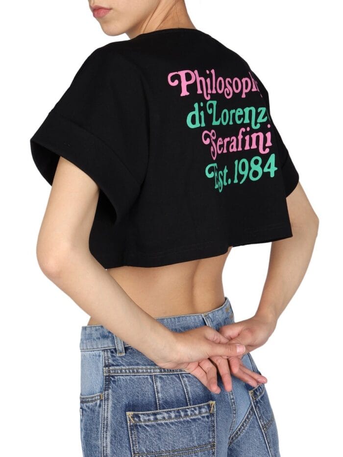 Philosophy Di Lorenzo Serafini CROPPED LOGO PRINT T-SHIRT