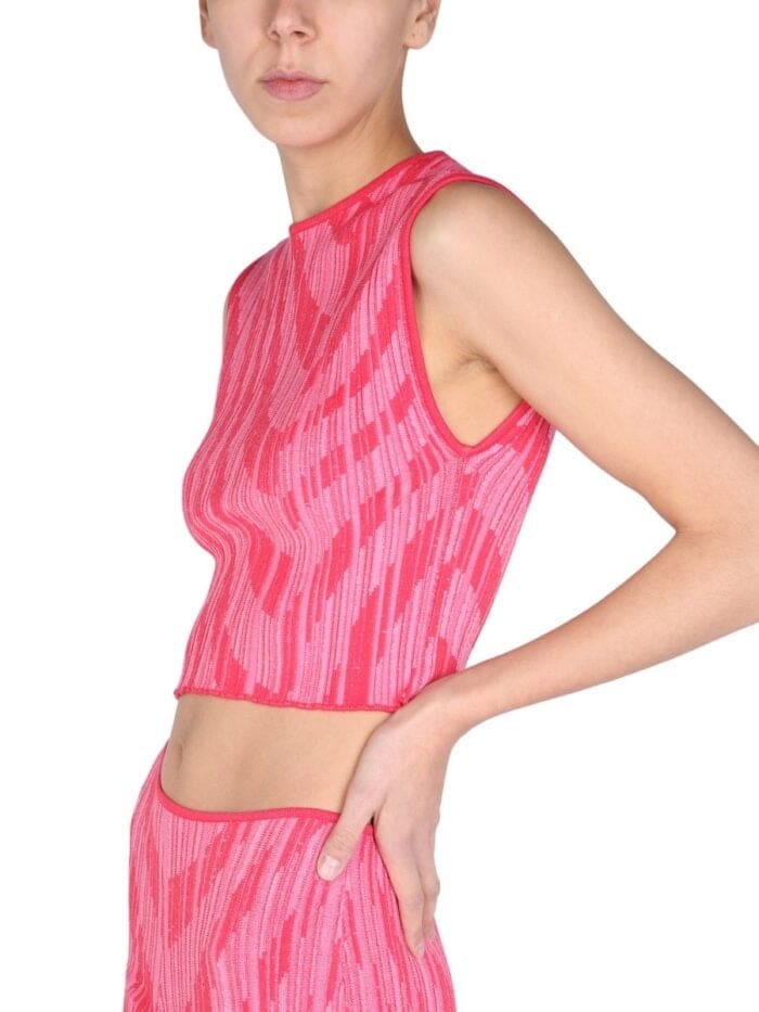 Philosophy Di Lorenzo Serafini JACQUARD KNITWEAR CROP TOP