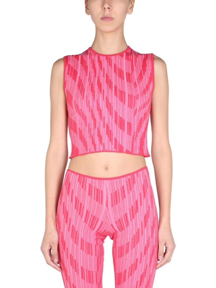 Philosophy Di Lorenzo Serafini JACQUARD KNITWEAR CROP TOP