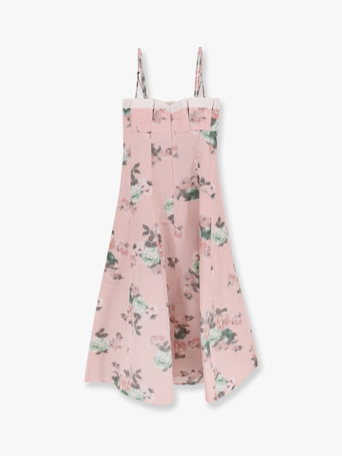 Philosophy Di Lorenzo Serafini Linen Blend Long Dress With Multicolor Floral Print