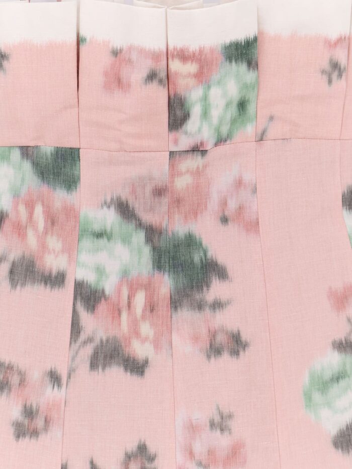 Philosophy Di Lorenzo Serafini Linen Blend Long Dress With Multicolor Floral Print