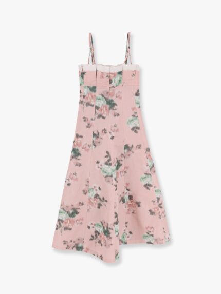 Philosophy Di Lorenzo Serafini Linen Blend Long Dress With Multicolor Floral Print