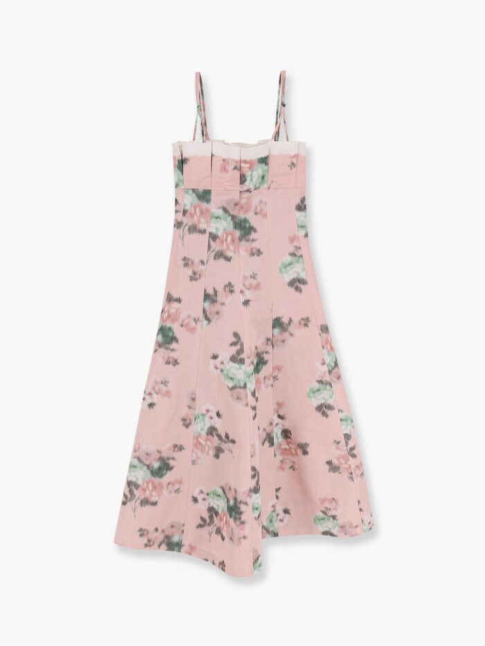 Philosophy Di Lorenzo Serafini Linen Blend Long Dress With Multicolor Floral Print