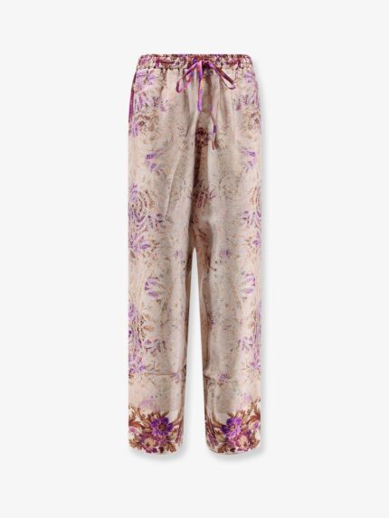 PIERRE-LOUIS MASCIA Silk Trousers With Mulitcolor Print All-over