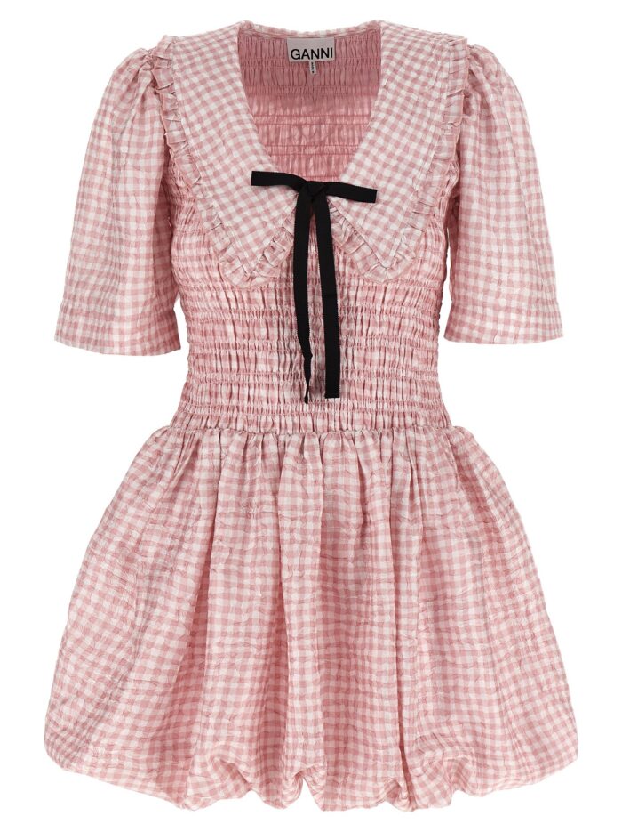 ganni 'pink check' dress GANNI 'Pink Check' Dress