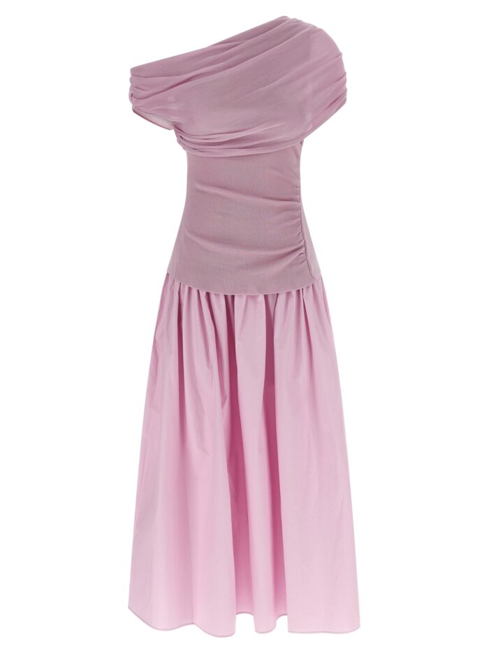 self portrait 'pink cotton draped knit midi' dress SELF PORTRAIT 'Pink Cotton Draped Knit Midi' Dress