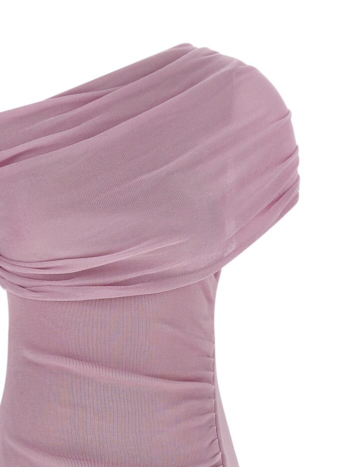 SELF PORTRAIT 'Pink Cotton Draped Knit Midi' Dress