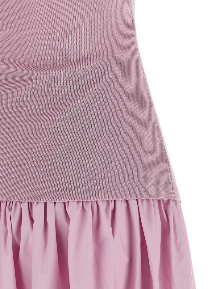 SELF PORTRAIT 'Pink Cotton Draped Knit Midi' Dress