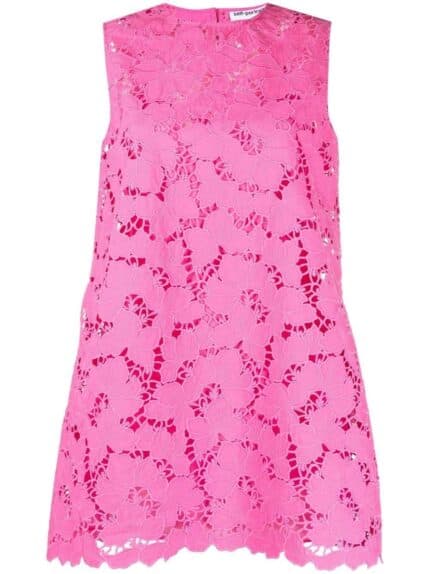 Pink Cotton Lace Mini Dress