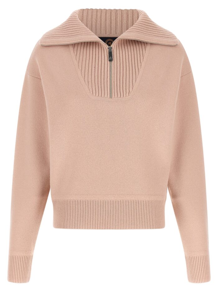 perfect moment pink merino wool half zip sweater PERFECT MOMENT Pink Merino Wool Half-zip Sweater