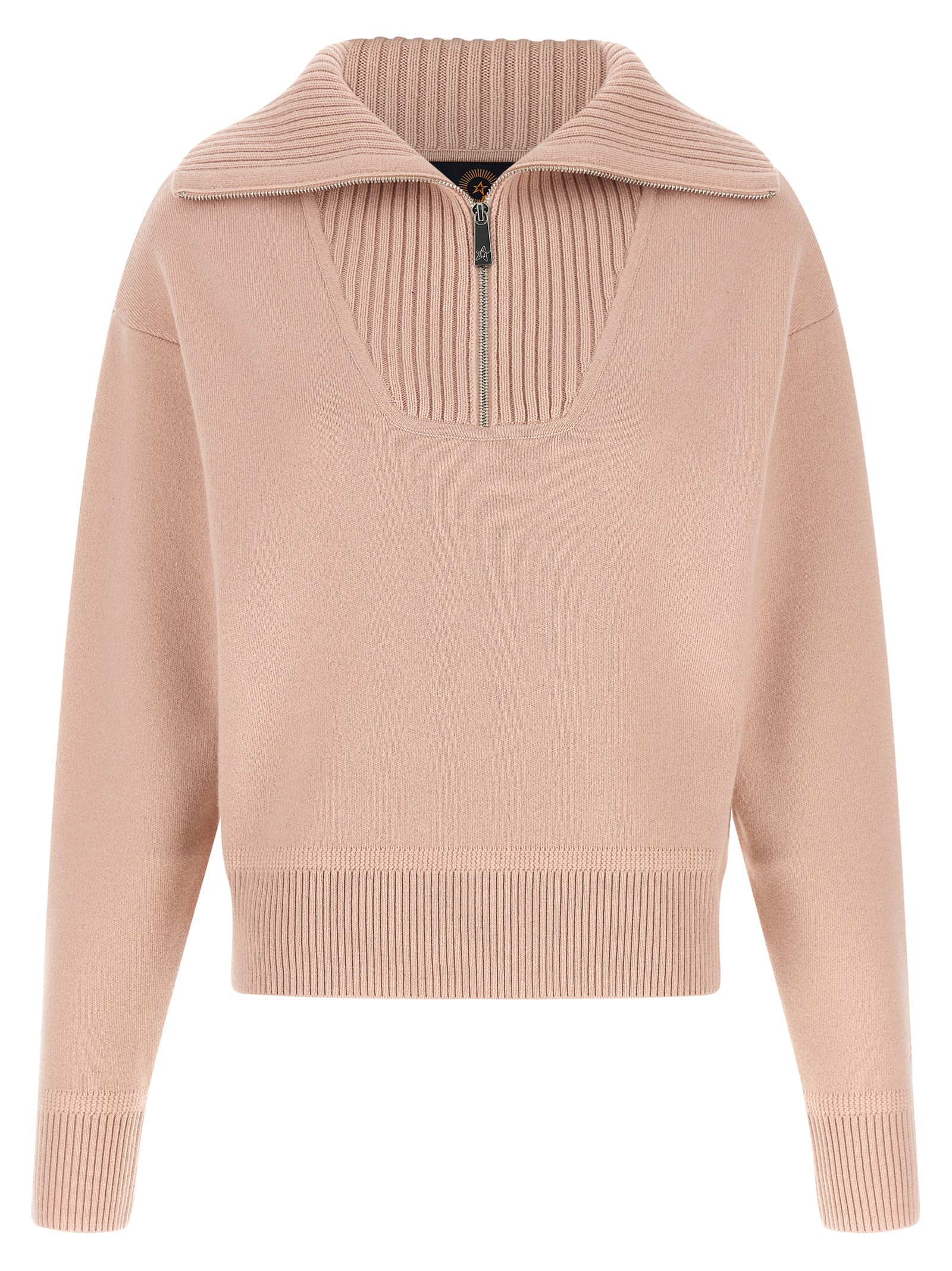 PERFECT MOMENT Pink Merino Wool Half-zip Sweater