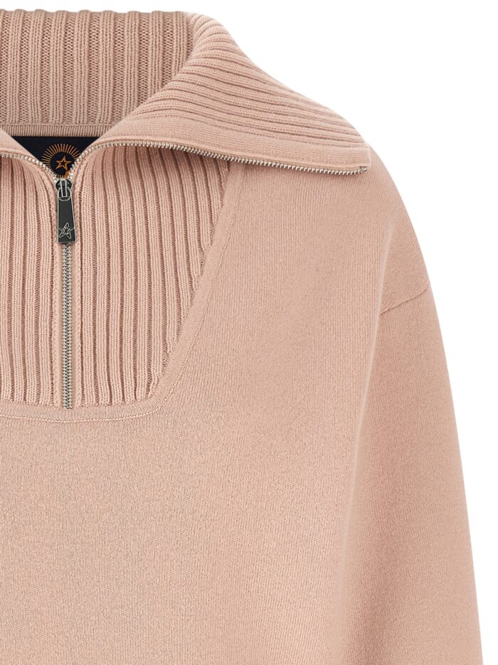 PERFECT MOMENT Pink Merino Wool Half-zip Sweater