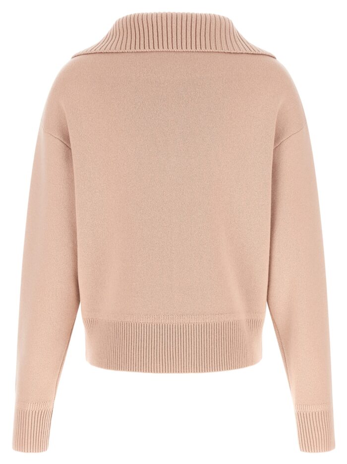 PERFECT MOMENT Pink Merino Wool Half-zip Sweater