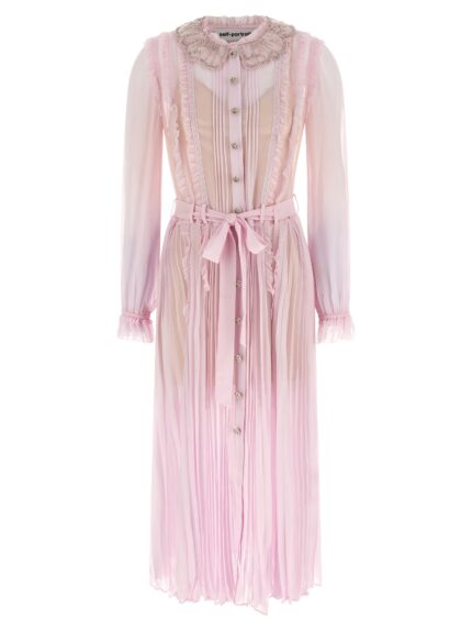 SELF PORTRAIT 'Pink Pleated Georgette Midi' Dresses