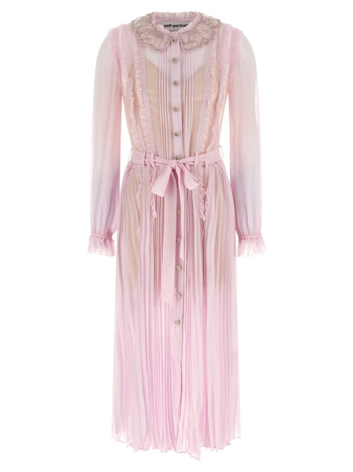self portrait 'pink pleated georgette midi' dresses SELF PORTRAIT 'Pink Pleated Georgette Midi' Dresses