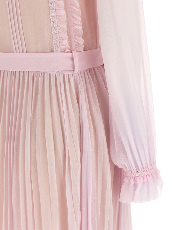 SELF PORTRAIT 'Pink Pleated Georgette Midi' Dresses