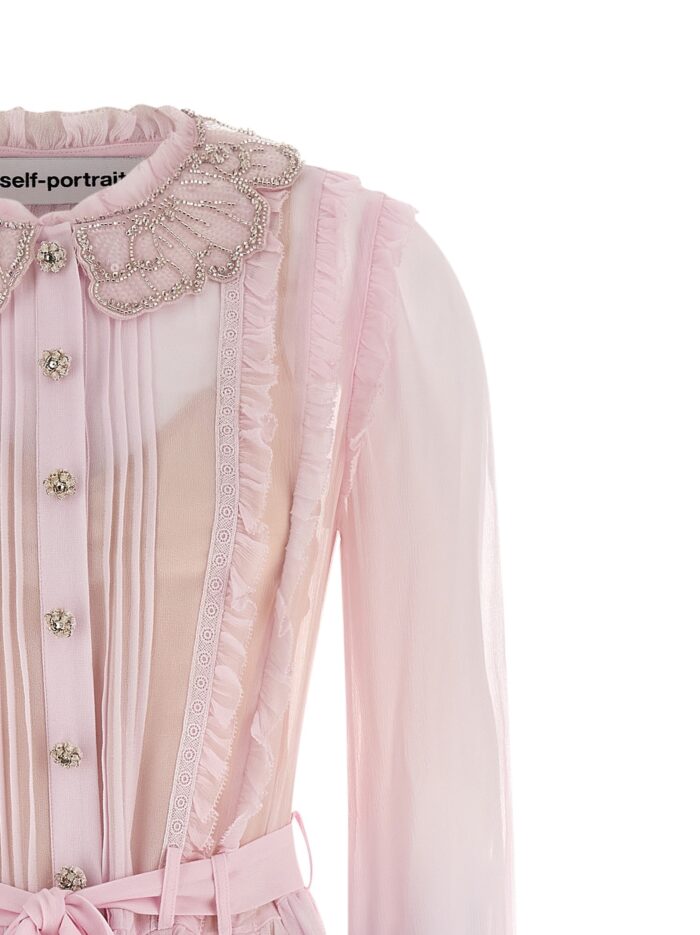 SELF PORTRAIT 'Pink Pleated Georgette Midi' Dresses