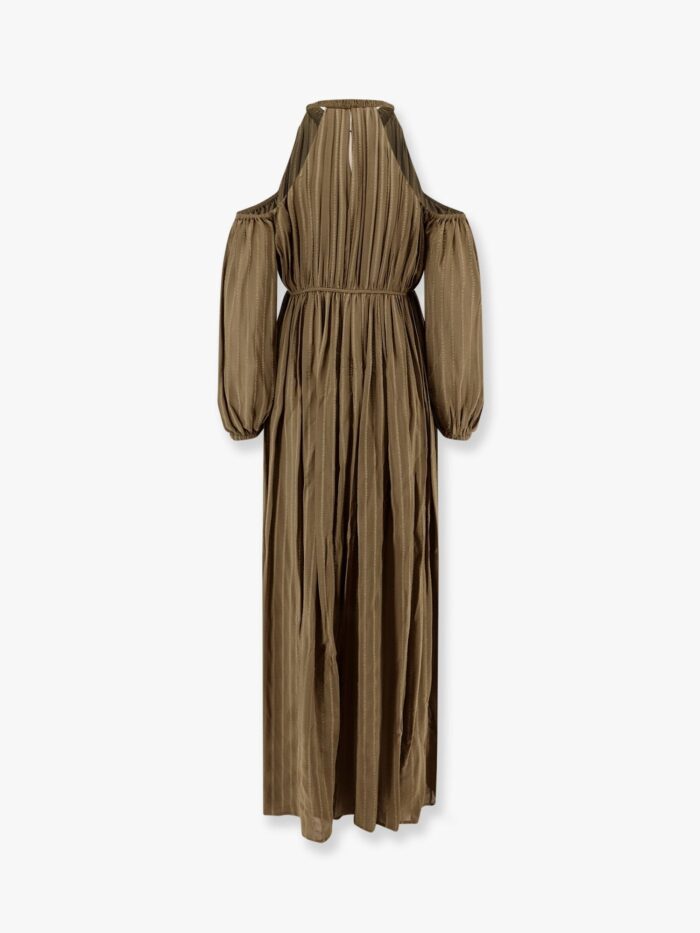 Pinko Allenatore Georgette Long Dress With Striped Motif