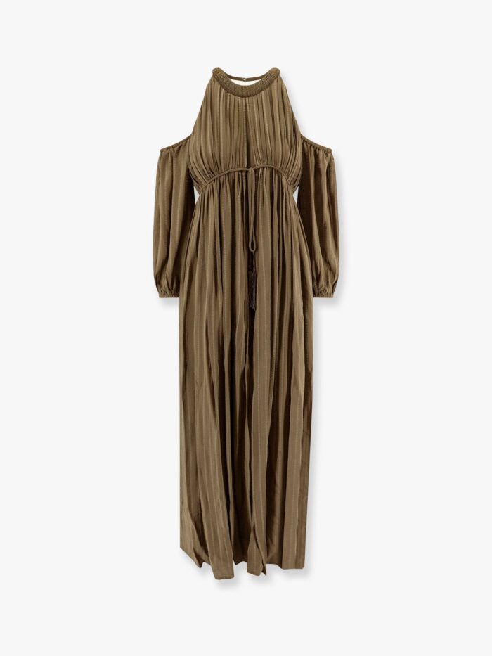 Pinko Allenatore Georgette Long Dress With Striped Motif
