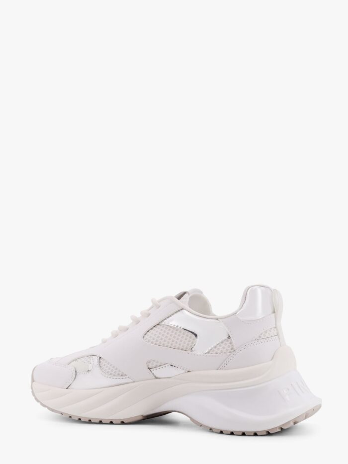 Pinko Ariel Leather Mesh And Leather Sneakers With Love Birds Detail