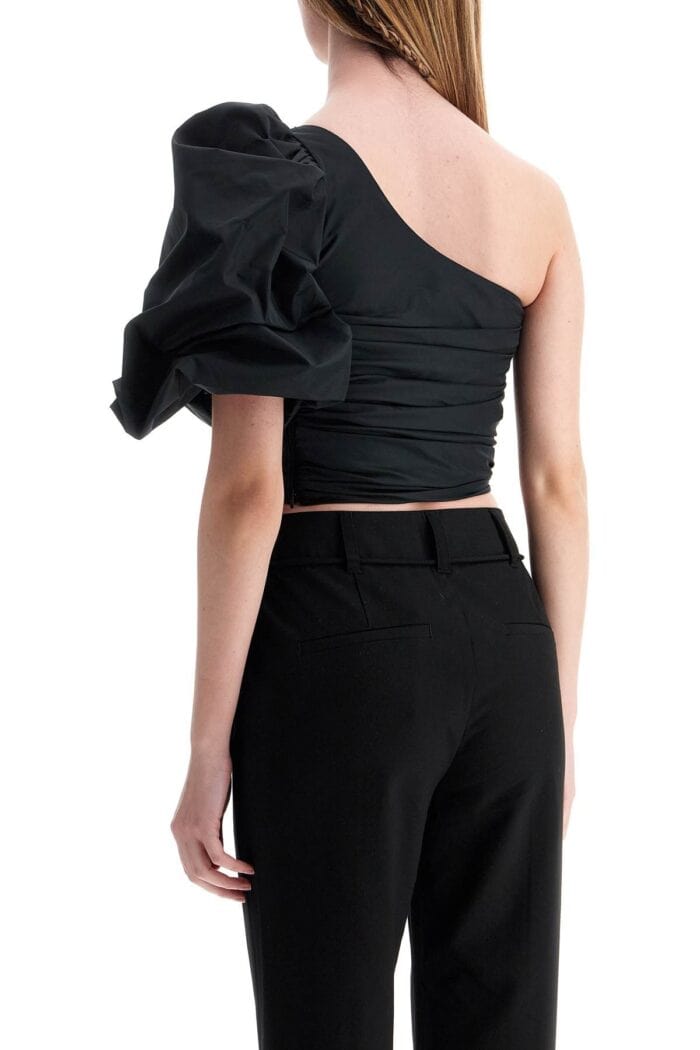 PINKO Black Polyester Off Shoulder Crop Top