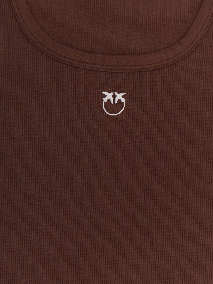 Pinko Calcolatore Cotton Tank Top With Frontal Love Birds Logo