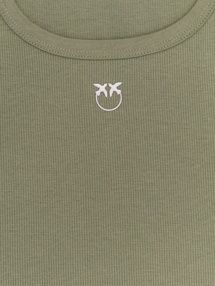 Pinko Calcolatore Cotton Tank Top With Frontal Love Birds Logo