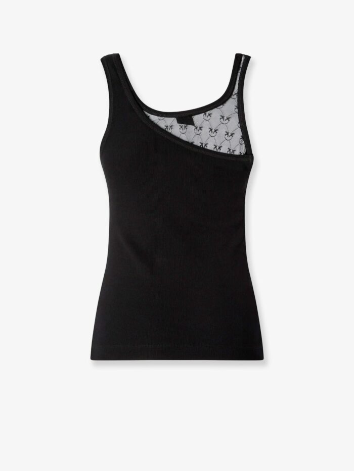 Pinko Cotton Blend Tank Top With Lace Inserts