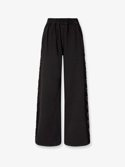 Pinko Denim Trousers With Lace Detail On The Side