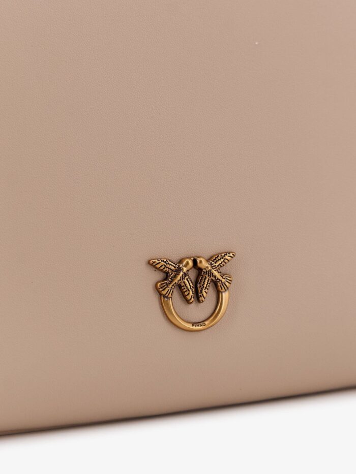 Pinko Flat Love Leather Shoulder Bag
