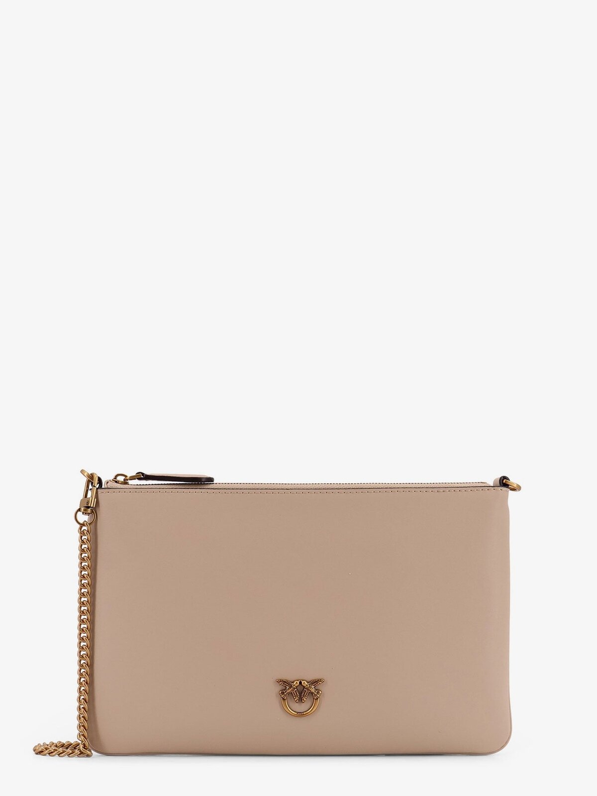 Pinko Flat Love Leather Shoulder Bag
