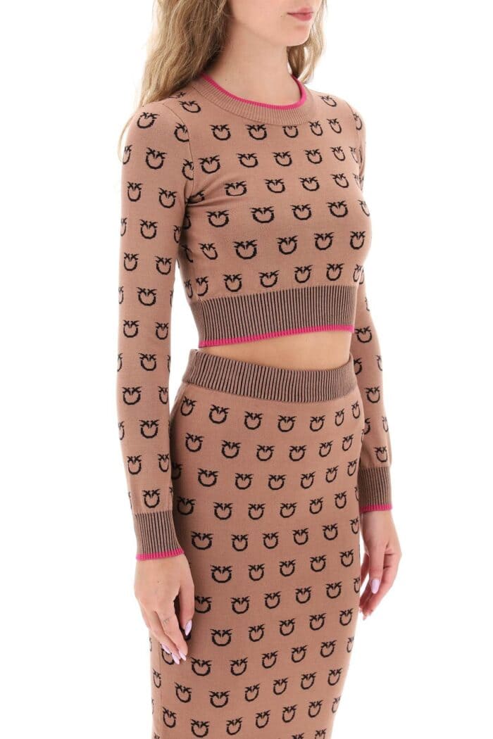 Pinko 'furetto' All-over Logo Crop Top