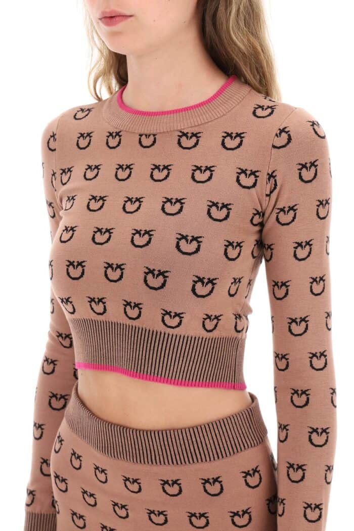 Pinko 'furetto' All-over Logo Crop Top