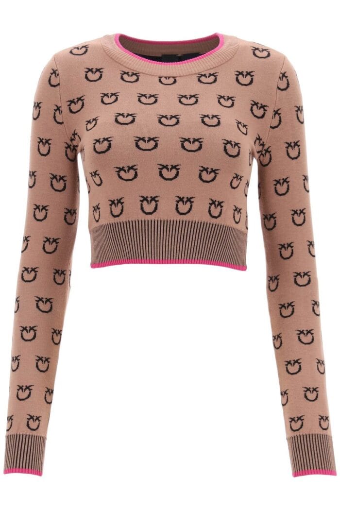 Pinko 'furetto' All-over Logo Crop Top