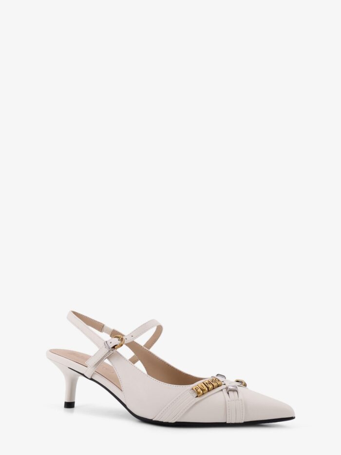 Pinko Gloria 18 Leather Pump With Metal Lettering Detail