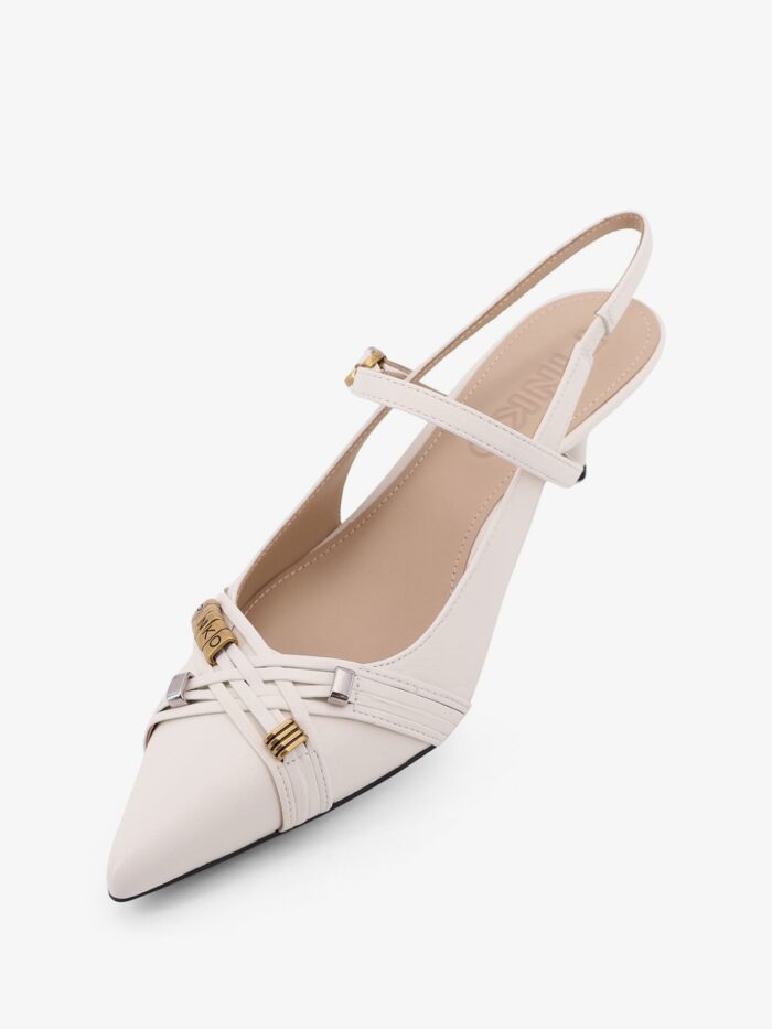 Pinko Gloria 18 Leather Pump With Metal Lettering Detail
