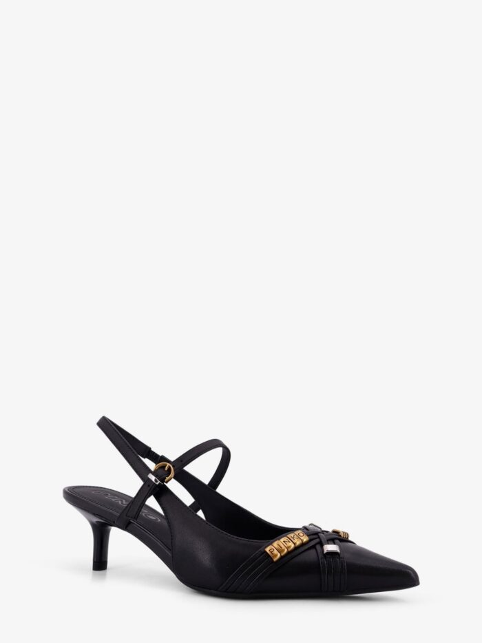 Pinko Gloria 18 Leather Pumps With Metal Lettering Detail